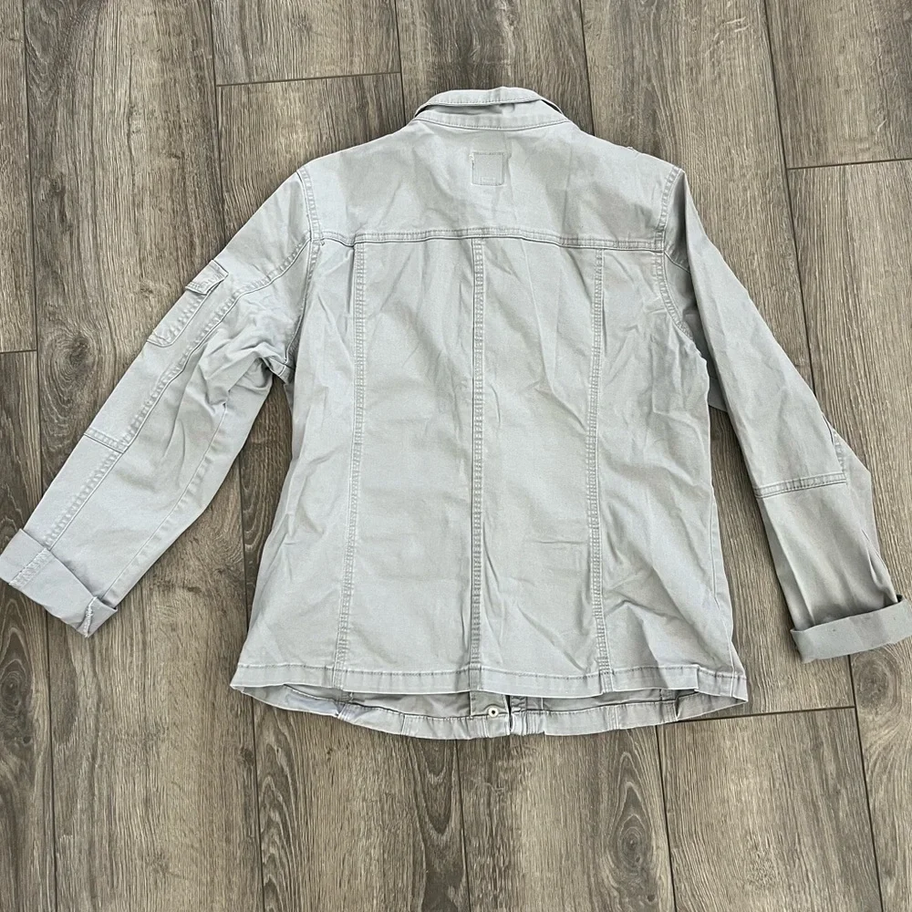 Kensie Jeans Military Utility Jacket Womens Size L Cargo Pockets Zip Front - Picture 7 of 14